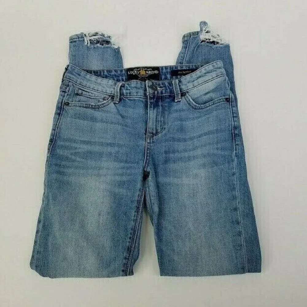 Lucky Brand‎ Womens Ava Skinny Blue Jeans Size 00 / 24 Distressed Black Pocket